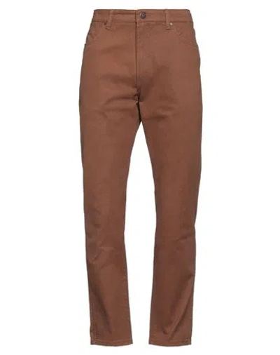 Wrangler Man Pants Brown Size 34w-32l Cotton, Elastane