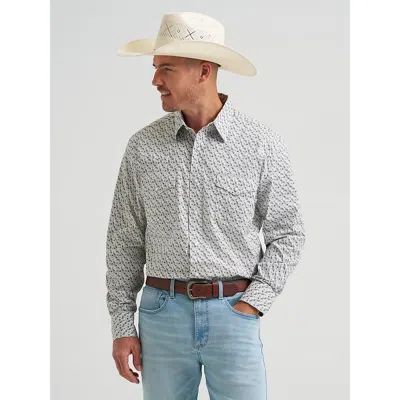 Wrangler Men's 20x® Competition Advanced Comfort Long Sleeve Two Pocket Western Snap Shirt In Olive Cacti In Green