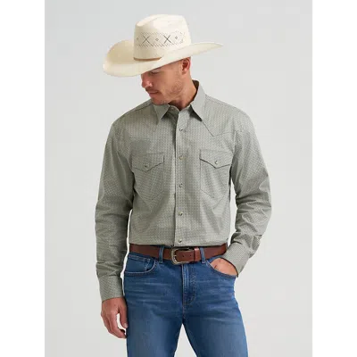 Wrangler Men's 20x® Competition Advanced Comfort Long Sleeve Two Pocket Western Snap Shirt In Olive Minis In Green