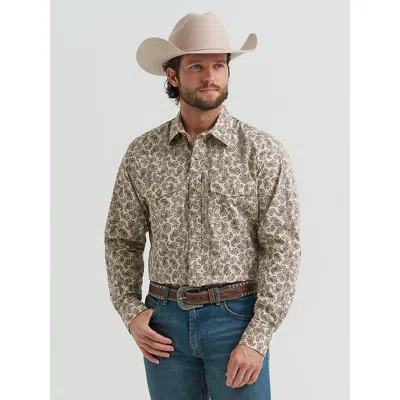 Wrangler Men's 20x® Competition Advanced Comfort Long Sleeve Two Pocket Western Snap Shirt In Saddle Paisley In Brown