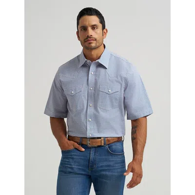 Wrangler Men's 20x® Competition Advanced Comfort Short Sleeve Western Snap Shirt In Blue Stops