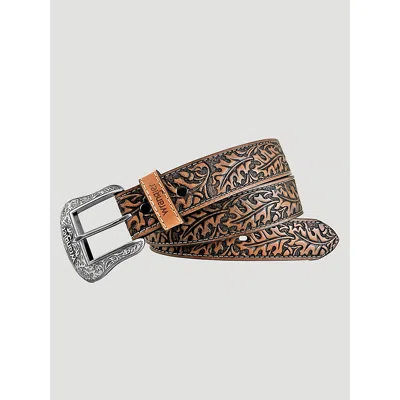 Wrangler Men's Acorn And Leaf Embossed Belt In Brown