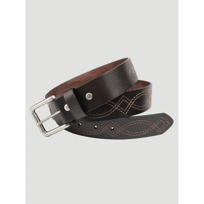 Wrangler Men's Boot Stitch Leather Belt In Brown