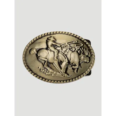 Wrangler Men's Broncking Buck Belt Buckle In Antique Brass In Brown