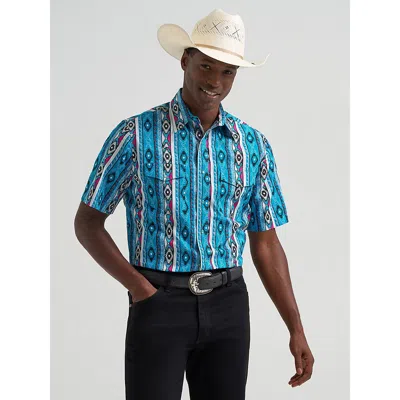 Wrangler Men's Checotah® Short Sleeve Western Snap Shirt In Dialed Up Blue