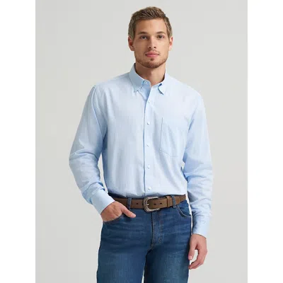 Wrangler Men's Cody Johnson One Pocket Button Down Shirt In Baby Blue Check
