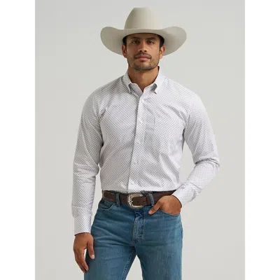 Wrangler Men's Cody Johnson One Pocket Button Down Shirt In Barbed Wire In White