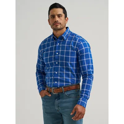 Wrangler Men's Cody Johnson One Pocket Button Down Shirt In Bluebell Plaid