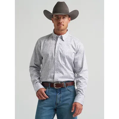 Wrangler Men's Cody Johnson One Pocket Button Down Shirt In Charcoal Paisley In Gray