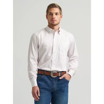 Wrangler Men's Cody Johnson One Pocket Button Down Shirt In Peach Diamond In Metallic