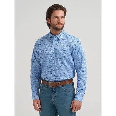 Wrangler Men's Cody Johnson One Pocket Button Down Shirt In Sky Paisley In Blue