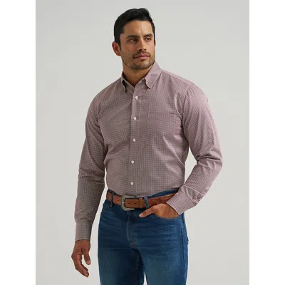 Wrangler Men's Cody Johnson One Pocket Button Down Shirt In Wine Clover In Brown