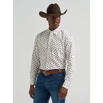 Wrangler Men's Cody Johnson One Pocket Button Down Shirt In Wine Paisley In White
