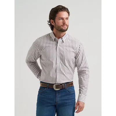 Wrangler Men's Cody Johnson One Pocket Button Down Shirt In Wine Stripes In Burgundy