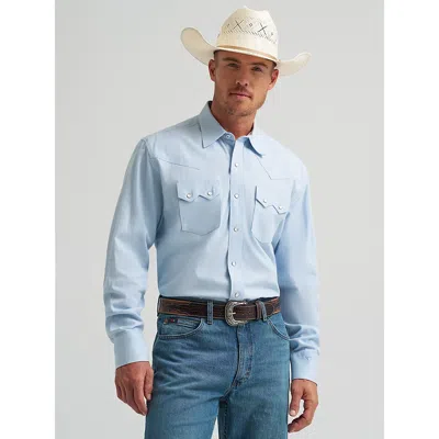 Wrangler Men's Cody Johnson Two Pocket Western Snap Shirt In Baby Blue In Multi