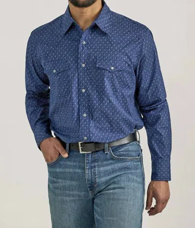 Wrangler Men's Comfort Snap Long Sleeves In Navy In Blue