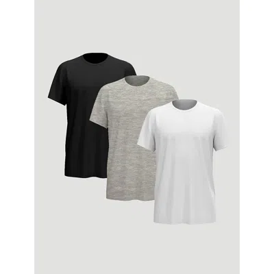 Wrangler Men's Comfort Stretch Crew T-shirt (3-pack) In Black/light Grey