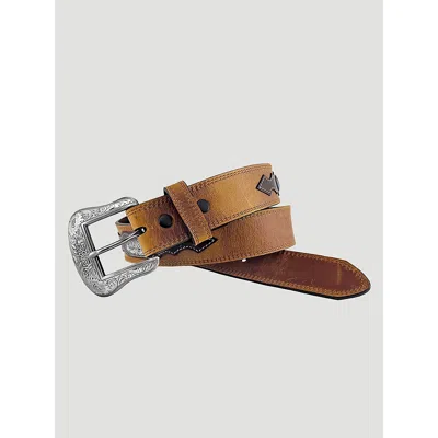 Wrangler Men's Concho Distressed Leather Belt In Tan In Brown
