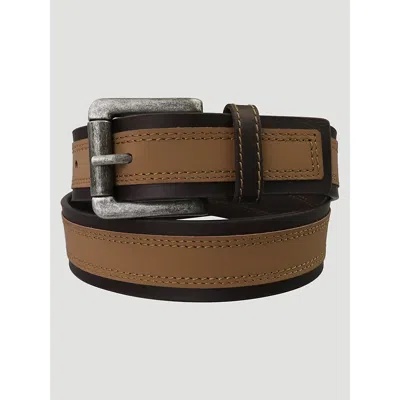 Wrangler Men's Contrast Leather Belt In Brown