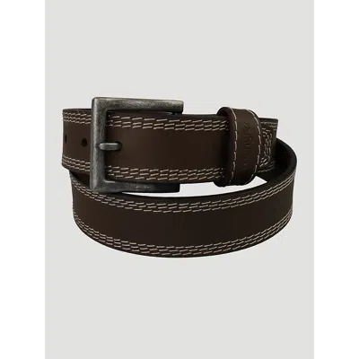 Wrangler Men's Contrast Triple Stitch Belt In Brown
