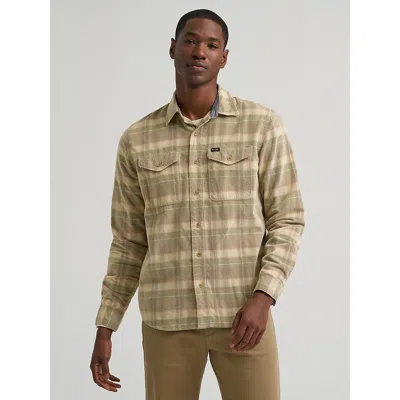 Wrangler Men's Corduroy Plaid Shirt In Soft Silt In Brown
