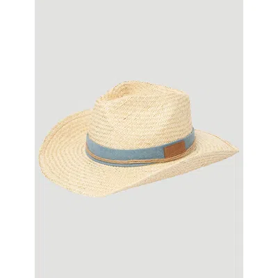Wrangler Men's Denim Straw Cowboy Hat In Natural In Neutral
