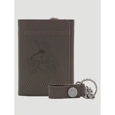 Wrangler Men's Embossed Rodeo Chain Wallet In Chocolate In Brown