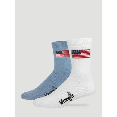 Wrangler Men's Flag Micro Crew Socks (2-pack) In White/blue
