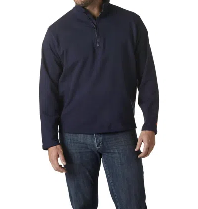 Wrangler Men's Flame Resistant Quarter Zip Pullover - Plus In Navy In Blue
