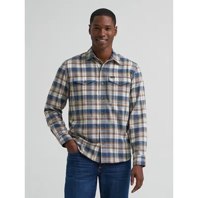 Wrangler Men's Flannel Plaid Shirt In Blue Teal