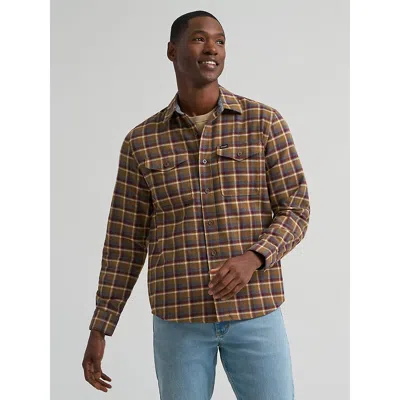 Wrangler Men's Flannel Plaid Shirt In Kangaroo In Multi