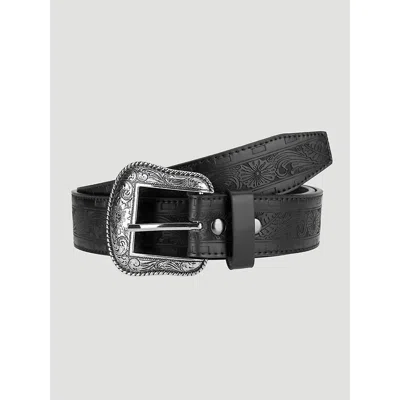 Wrangler Men's Floral Whipstitch Embossed Belt In Black