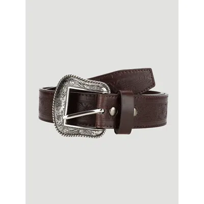 Wrangler Men's Floral Whipstitch Embossed Belt In Brown