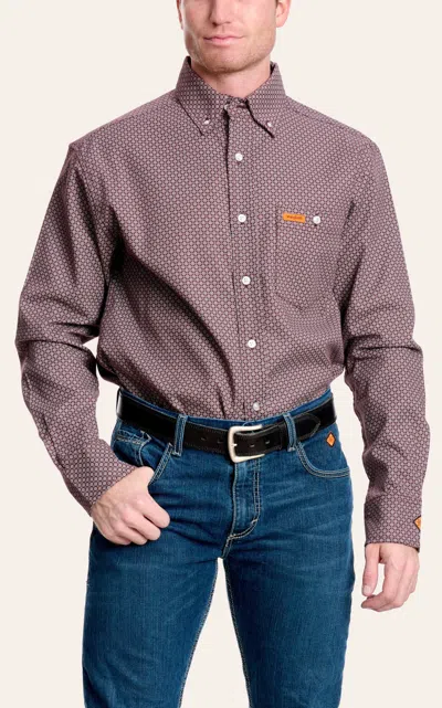 Wrangler Men's Fr Maroon Geo Print Western Work Shirt In Purple