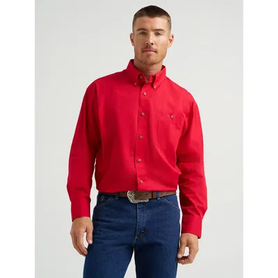 Wrangler Men's George Strait & ® National Patriot™ Button Down Solid Shirt In Red