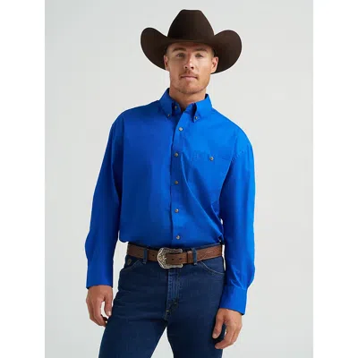 Wrangler Men's George Strait & ® National Patriot™ Button Down Solid Shirt In Royal Blue
