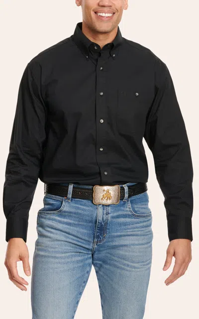 Wrangler Men's George Strait Collection Black Stretch Long Sleeve Relaxed Fit Western Shirt