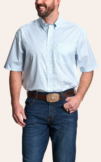 Wrangler Men's George Strait Collection Light Blue Paisley Print Western Shirt