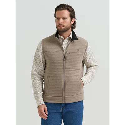 Wrangler Men's George Strait Zip Front Solid Knit Vest In Toast In Brown