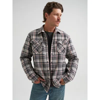 Wrangler Men's Heavyweight Sherpa Lined Plaid Shirt Jacket In Dove In Grey