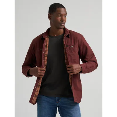 Wrangler Men's Heavyweight Sherpa Lined Shirt Jacket In Bitter Chocolate In Animal Print