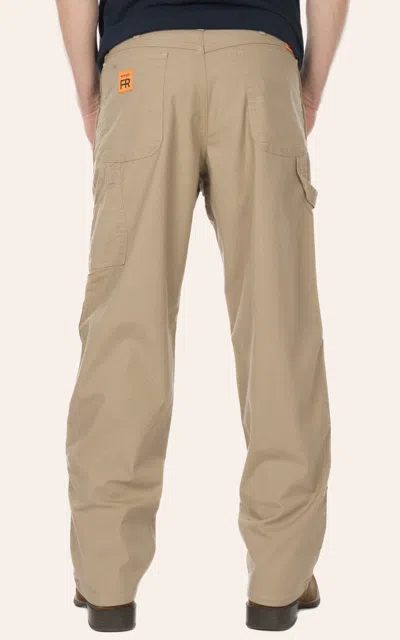 Wrangler Men's Khaki Canvas Advance Comfort Fr Carpenter Jean In Brown