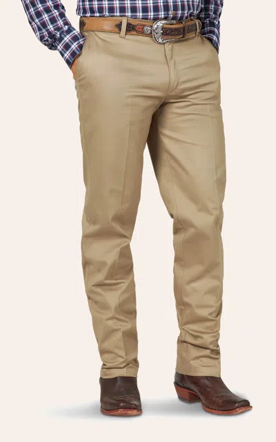 Wrangler Men's Khaki Flat Front Relaxed Fit Wrinkle Resistant Casual Pants In Neutral