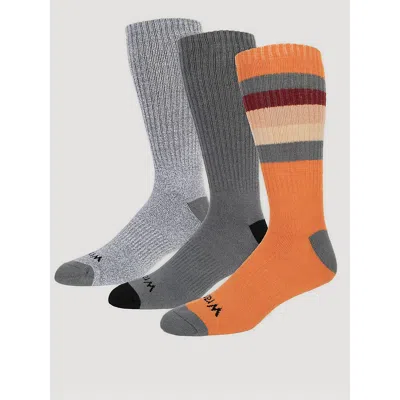 Wrangler Men's Midweight Crew Socks (3-pack) In Burnt Orange In Multi
