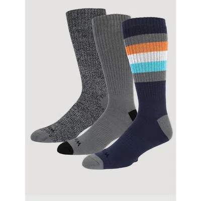 Wrangler Men's Midweight Crew Socks (3-pack) In Navy/charcoal/black In Multi