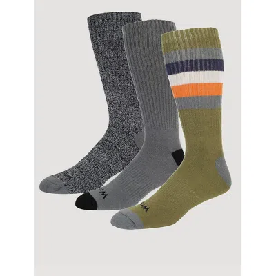 Wrangler Men's Midweight Crew Socks (3-pack) In Olive/charcoal/black In Multi