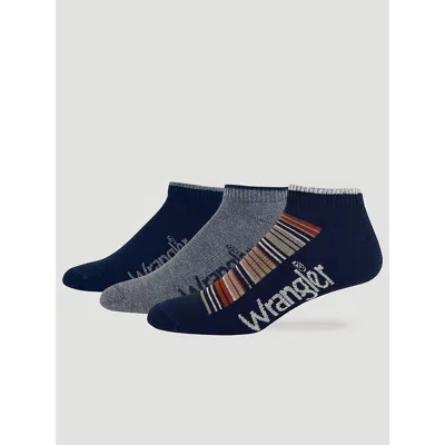 Wrangler Men's Multi Stripe Low Cut Socks (3-pack) In Navy In Blue