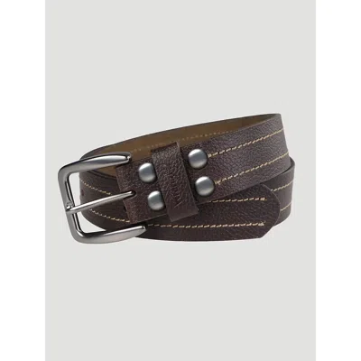 Wrangler Men's Pebble Grain Leather Belt In Brown