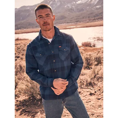 Wrangler Men's Plaid Broken Twill Shirt In Indigo Buffalo In Blue