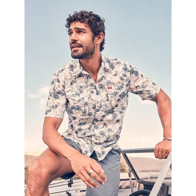 Wrangler Men's Print Camp Shirt In Cowboy Conversation In Blue